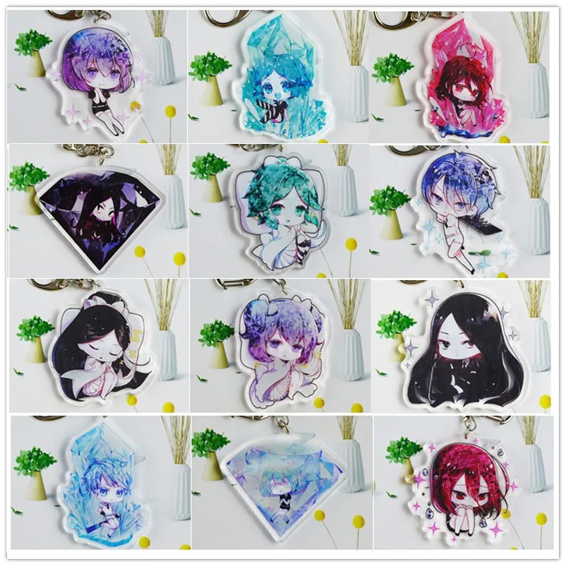 

1pcs Hoseki no Kuni Anime Phosphophyllite Phosphophy Land of the Lustrous Cinnabar Goshenite Keychain Doubleside Keyrings