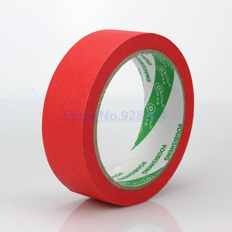 Red 30mm x 25meter Crepe Paper Masking Tape Good For Car Painting Wall