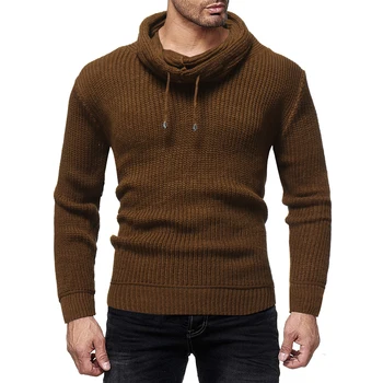 

2019 New Autumn Winter Men'S Sweater Men's Turn-down Collar Solid Color Casual Sweater Men's Slim Fit Brand Knitted Pullovers