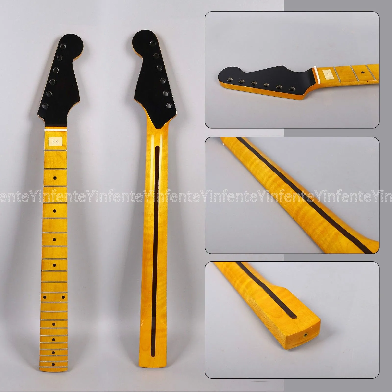 

Free Shipping Electric Guitar Neck Flame Maple 21Fret 25.5inch Handmade Guitar Project, Guitar accessory #H5