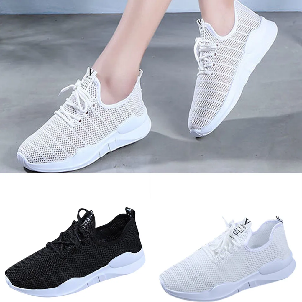 

Slip On Sock Air Mesh Sneakers Flat Casual Shoes Women's Summer Casual ShoesLace-Up Breathable Mesh Sport Running Shoes #4gh