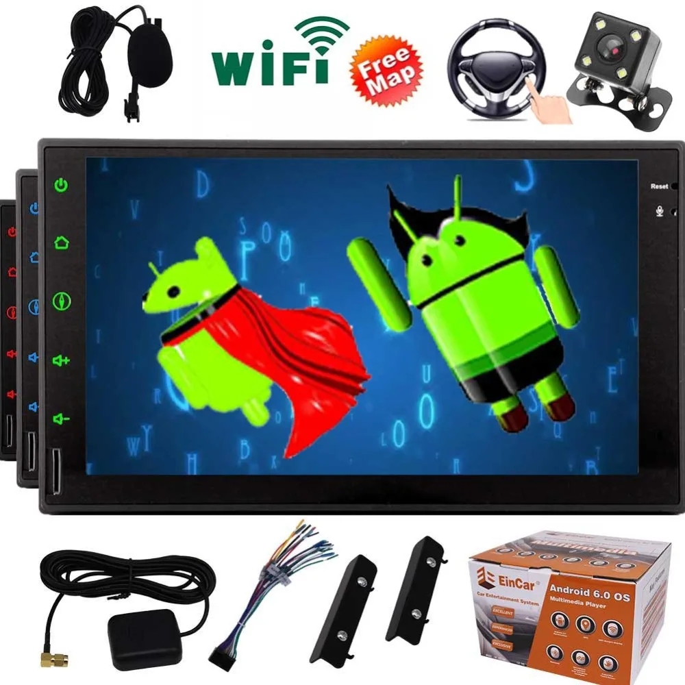 

7 inch Android 6.0 Car Radio Quad Core Double Din Head Unit with Autoradio Bluetooth Stereo system GPS Navigation HD Touchscreen