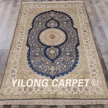 YILONG 5'x8' ручной работы персидский шелковый ковер медальон Синий Шелковый коврик(LH477B5x8