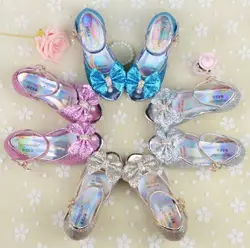 2018 лето новый детские сандалии фантазия золото на высоком каблуке лук принцесса обувь, летняя обувь для детей, chaussures Ballerine FILLE
