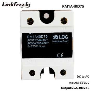 

RM1A40D75 75A 2SCR DC AC SSR Solid State Relay Zero Switching,5V 12V 24VDC Input 42-440VAC Output, PLC Relay Isolation Switch