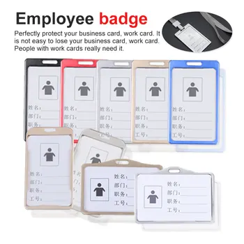 

Work Card Holders With Rope Metal Card Holder Employee Name ID Card Cover Metal Work Certificate Identity Badge