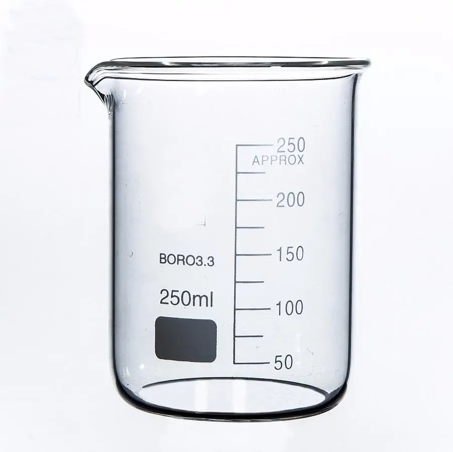250ml Low Form Beaker Chemistry Laboratory Borosilicate Glass Transparent Beaker Thickened with spout