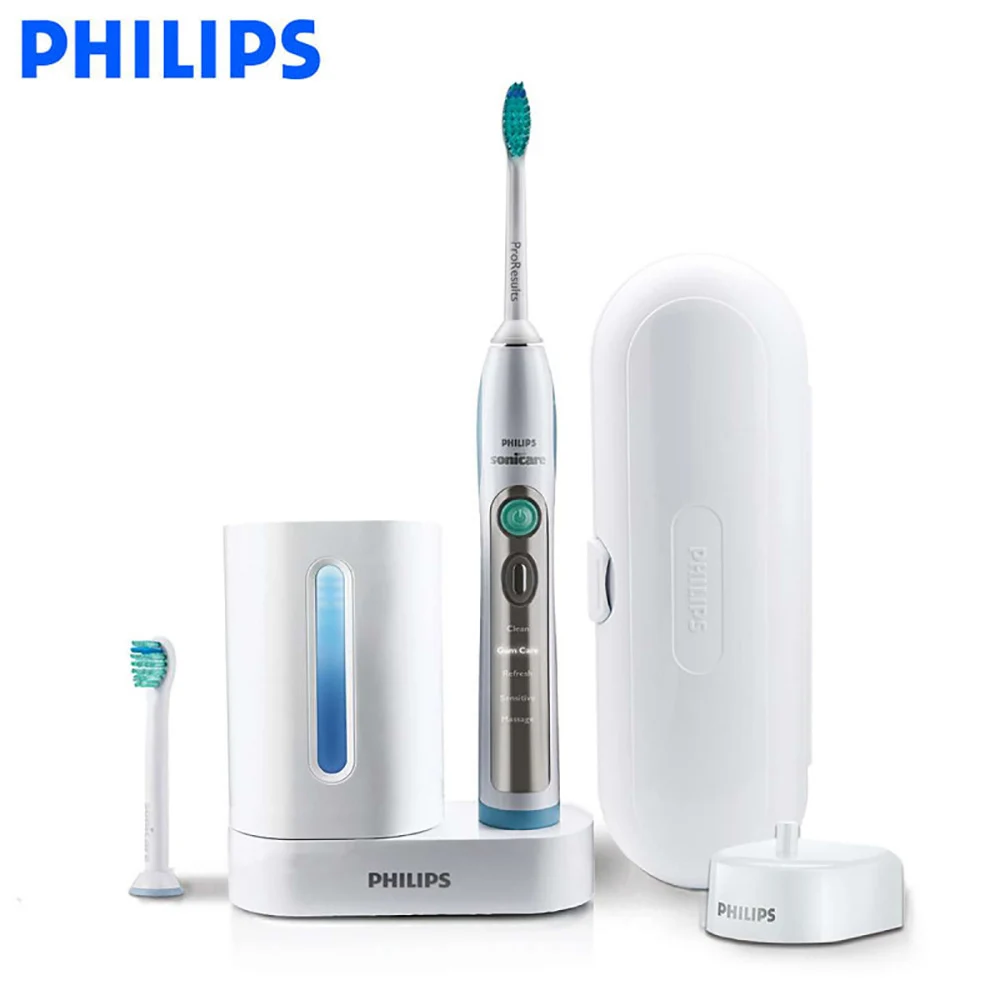 Электрическая зубная щетка Philips Sonicare FlexCare+ Sonic HX6972/10 с водонепроницаемой перезаряжаемой зубной щеткой для взрослых белого и серебристого цвета