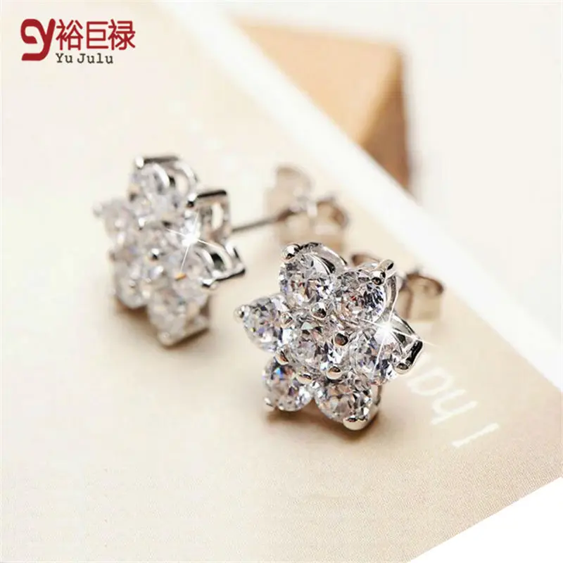 Женские серебряные серьги гвоздики с фианитом 2 карата|cz stud earrings|fashion earringsstud earrings |