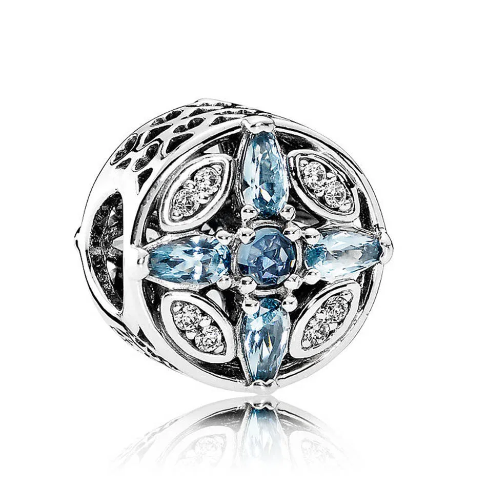 

925 Sterling Silver DIY Jewelry Patterns of Frost Charm fit Pandora Bracelet Bangle Crystal & Clear CZ Bead