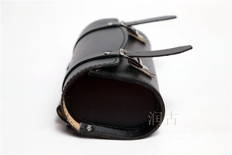 Discount E0990 100% head layer cowhide Fixed gear bike Saddle bag Bicycle Hang back bag Handmade tool bag hot sale 21
