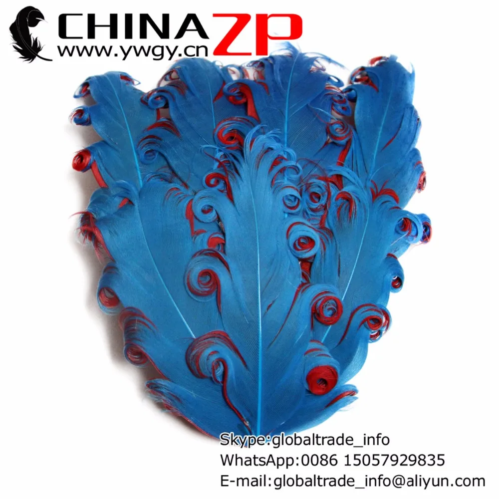 

CHINAZP Factory 50pcs/lot Dyed Turquoise and Suess Inspired Nagorie Pad Goose Curled Feather Headband