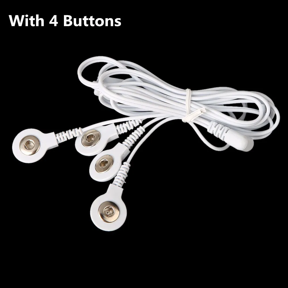 Цифровой Тенс терапия машина электрод свинцовые провода соединительные кабели электроды колодки с 2/4 кнопками тело расслабить мышцы массажер - Цвет: 4 Buttons