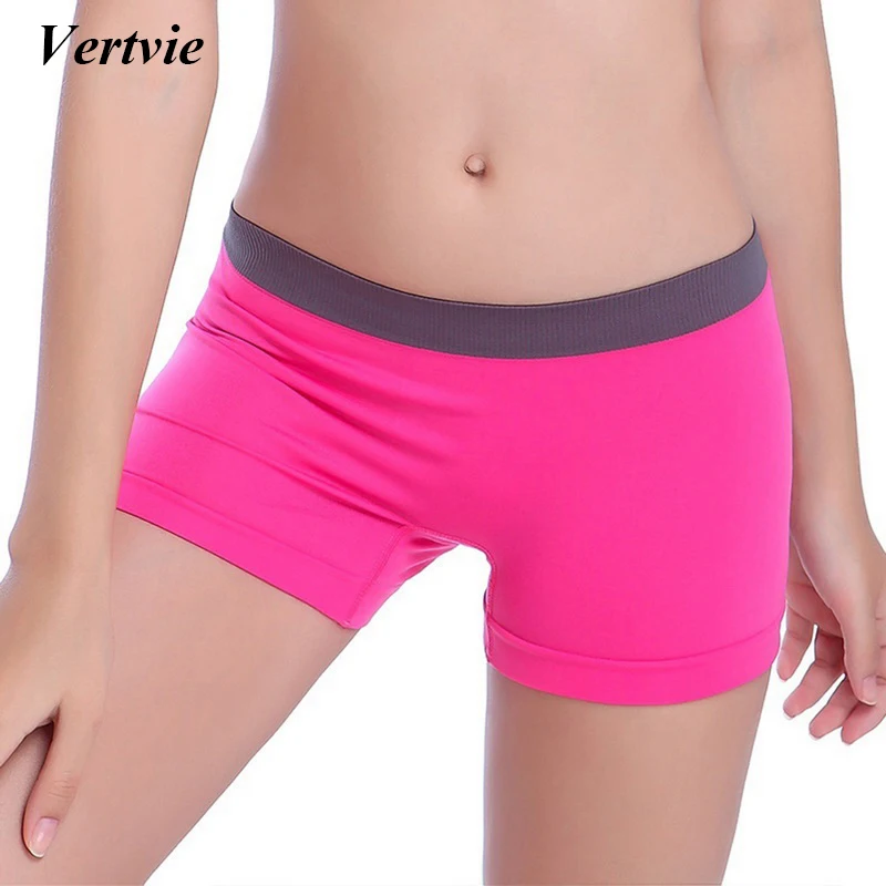 

Vertvie 2019 New Women Breathable Elastic Wasit Running Shorts Sportswear Multicolor Soft Fitness Underwear Boxers Female