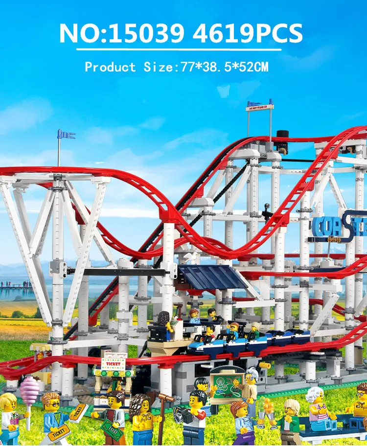 

15039 With Motor Creator Expert Roller Coaster Technic Set Buidling Blocks Bricks 10261Birthday Gifts Toys