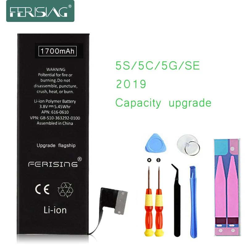

1700mAh FERISING Battery For iPhone 5 5G 5S 5C SE high Capacity Phone Polymer Internal bateria Replacement Batteries for iPhone5