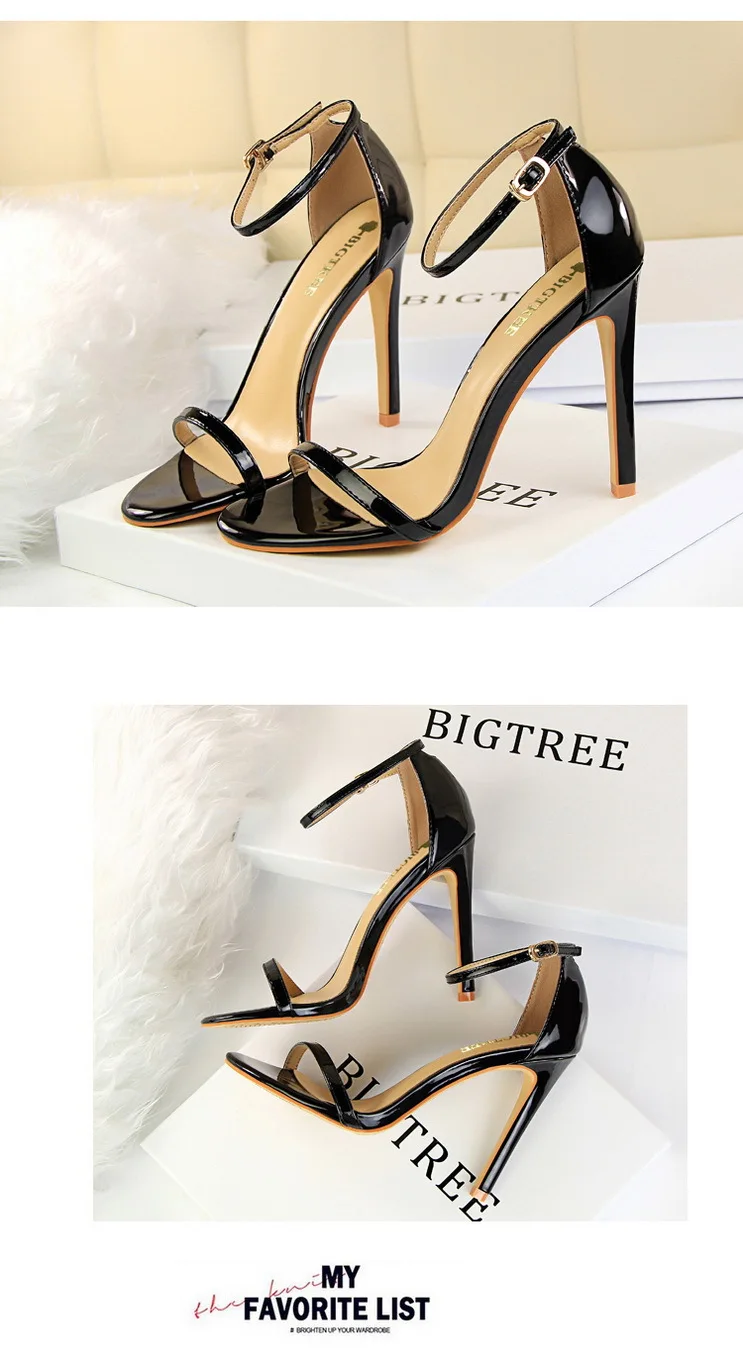 BIGTREE/Новые Летние босоножки модные босоножки на высоком каблуке в европейском стиле пикантная обувь на тонком высоком каблуке Женская обувь с открытым носком и пряжкой G126-10