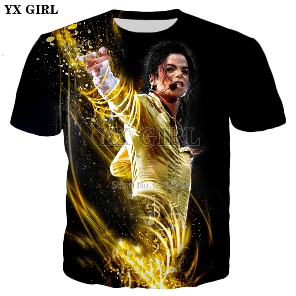 cheap YX GIRL Men Women Hip hop t shirt 2019 summer New Mens 3d t shirt King of Pop Michael Jackson Print Casual Cool t shirt