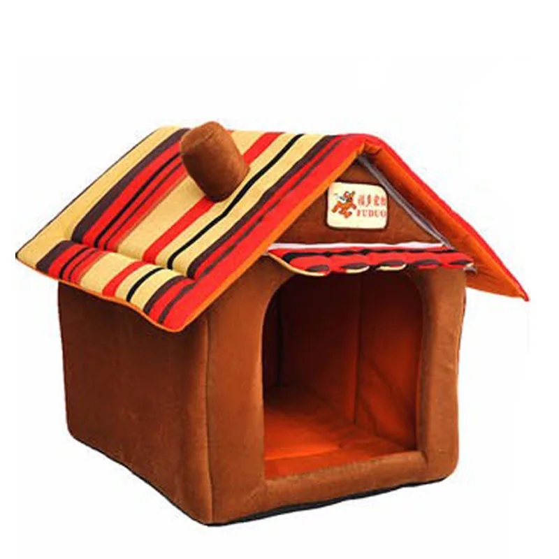 Всесезонная моющаяся samll кровать для питомца Собака Кошка Палатка Домик питомники для маленькой собаки мягкая Полоса Собака Щенок Кровать для Тедди домашняя кровать - Цвет: cofeee