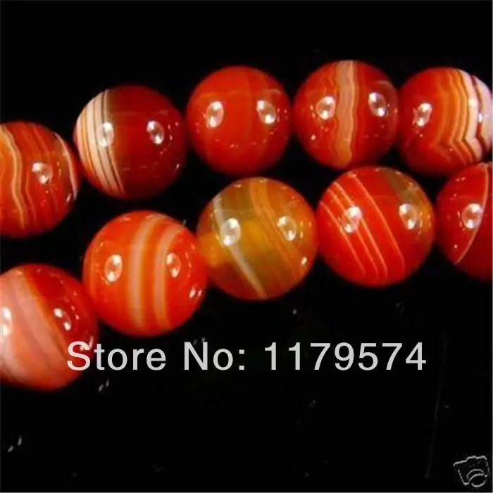 New 10mm Natural Red Stripe Agates Stone Round Loose Beads Diy Women Girls Making Gift Necklaces Bracelets Jewelry Wholesale 15&quot |