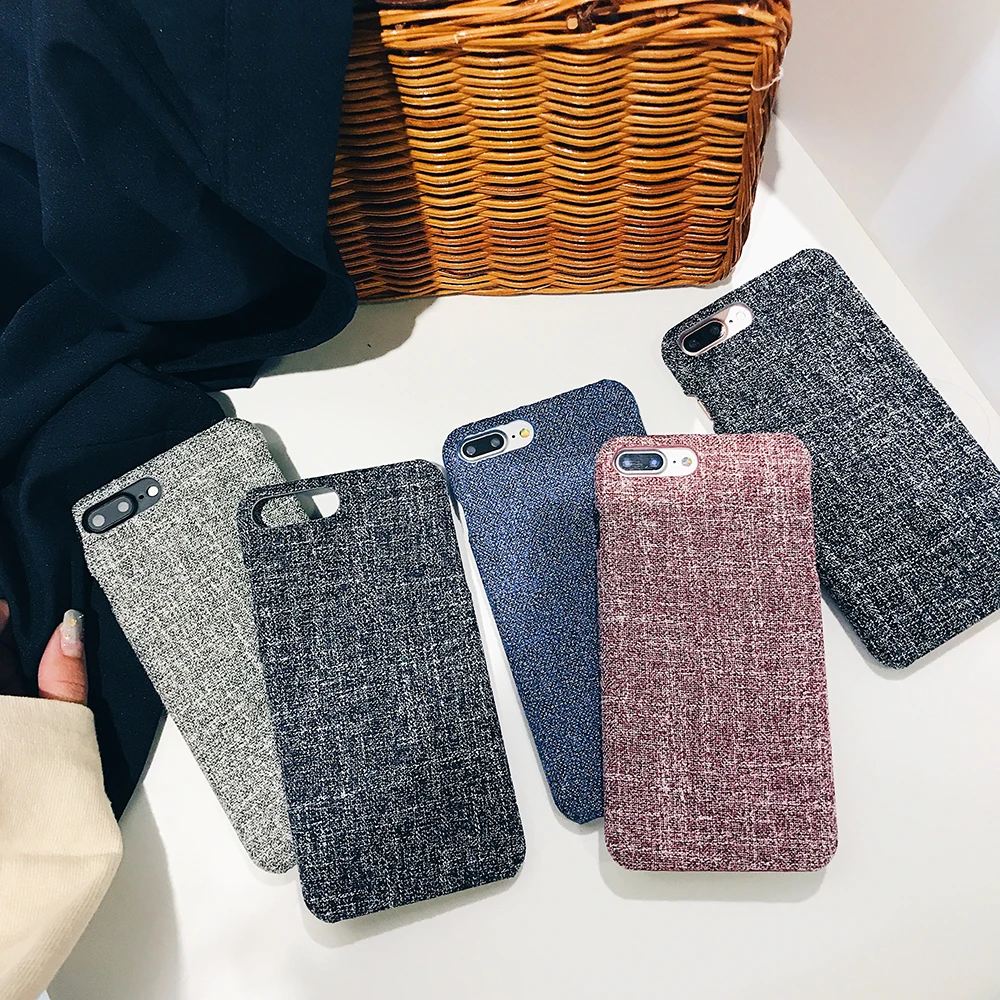 Fashion Linen Cloth Fabric Plush Phone Case For iphone x 7 8 6 6s Plus Protective Case For Apple