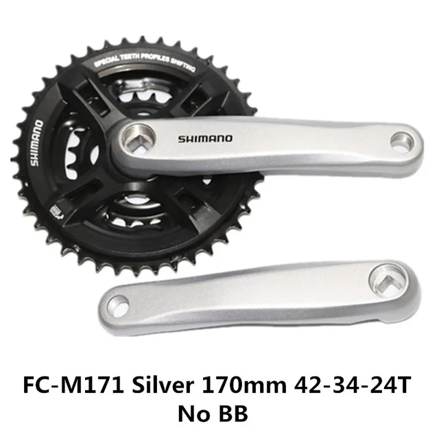 SHIMANO FC-M171 MTB Звездочка 170 мм 42-34-24T/48T-38-28T 7/8 скорость квадратное отверстие звездочка - Цвет: Silver 42T NO BB