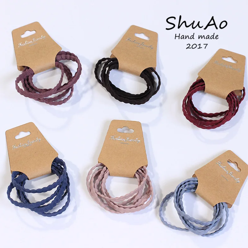 

5pcs simple colorful Ring Retro Hair Rope Round Wooden Female Hair Ornaments Accessories Fashion Hair Accessories Ring Hair Rope