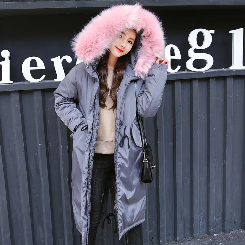 Fourrure green Section Mode caramel Capuchon Col 2018 Europe Longue Hiver Colour Manteau gray Chaud Amérique Vêtements Lâche Épaissir Femmes pink Black Css176 De Femme À 71gaxw5qa