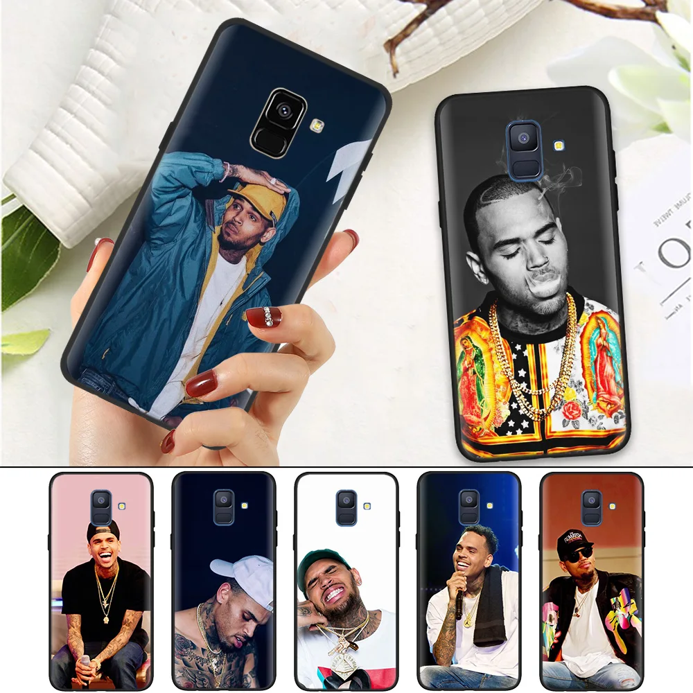 

Black Silicone Case Bag Cover for Samsung Galaxy J4 J6 Plus Note 8 9 J3 J5 J7 2017 EU M10 M20 M30 Phone Shell Man Chris Brown