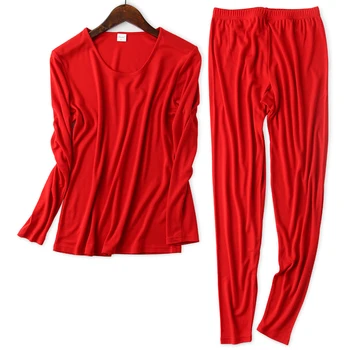 

30% Silk +70% Wool Blended Warm Suit Thin Long Sleeved Knit Female Long Johns