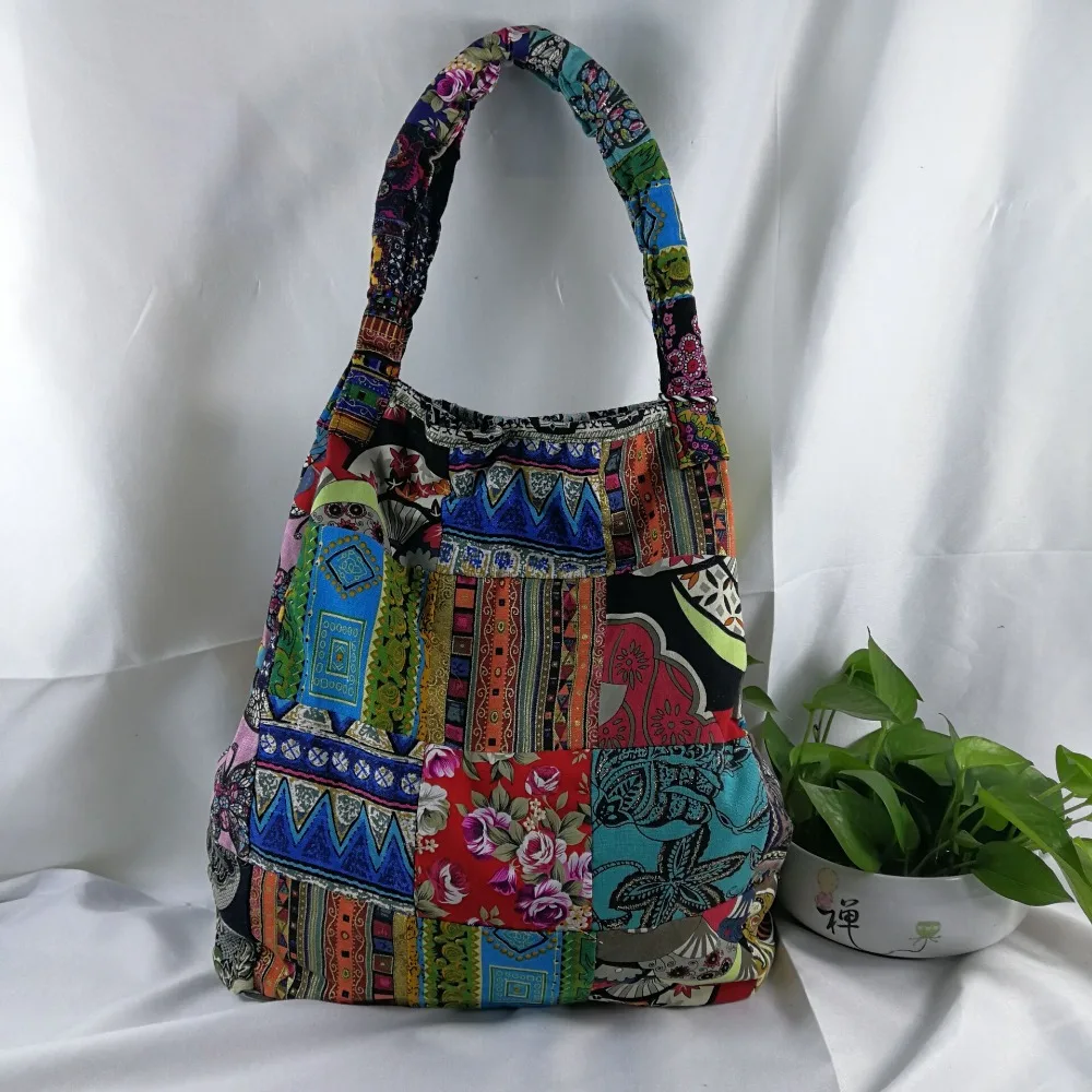 Богемные большие сумки с бахромой, женская сумка через плечо, хиппи, тайская ручная работа, винтажная модная цветная сумка с бахромой, женские сумки