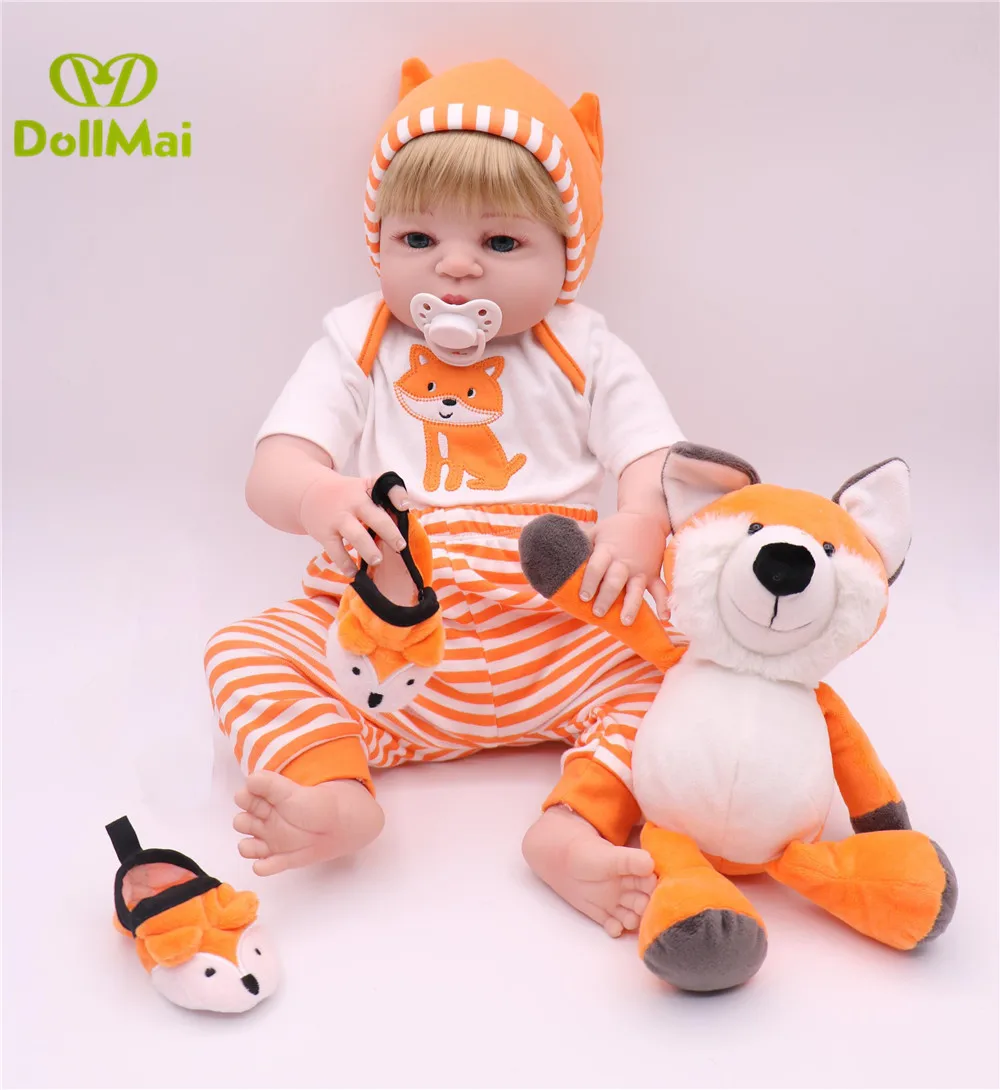 Кукла DollMai Bebe 55 см силиконовая кукла reborn boy детский подарок с лисой одежда