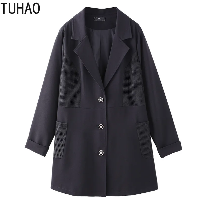 TUHAO размера плюс 10XL 9XL 8XL Женский блейзер с длинным рукавом черный офисный женский костюм Свободное пальто Женская куртка топы 6XL 5XL Базовые Куртки