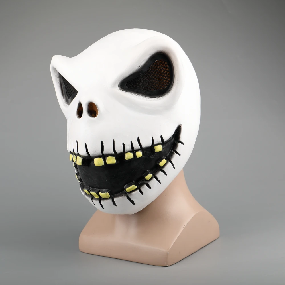 Movie The Nightmare Before Christmas Jack Skellington Cosplay Face Masks Pumpkin King Full Head White Latex Props Halloween Gift (4)