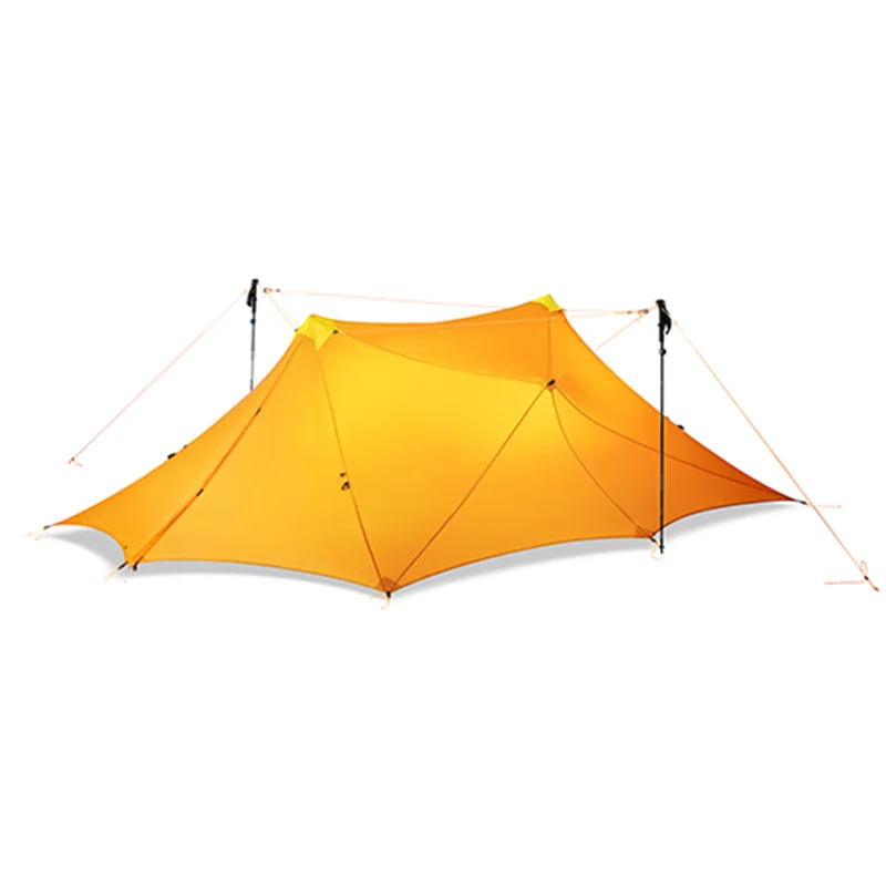 

1150G Camping Tent Ultralight 4 Person Outdoor Nylon Both Sides Silicon Coating Rodless Large Space Tent 4 Season Four Corners