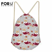 FORUDESIGNS/милый корги печатных женская сумка на шнурке моды небольшой рюкзак на веревках для маленьких девочек; школьная сумка для мальчиков ежедневно мешок
