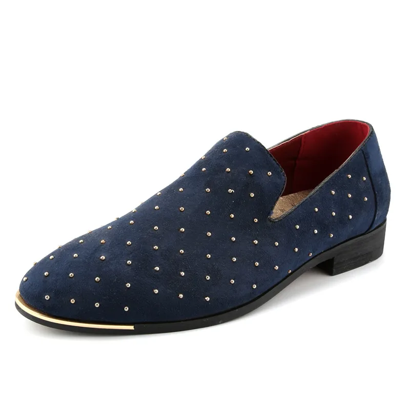 men shoes luxury brand rhinestone loafers fashion silver gold spike flats studded leisure footwear river oxford shoes for men (5)