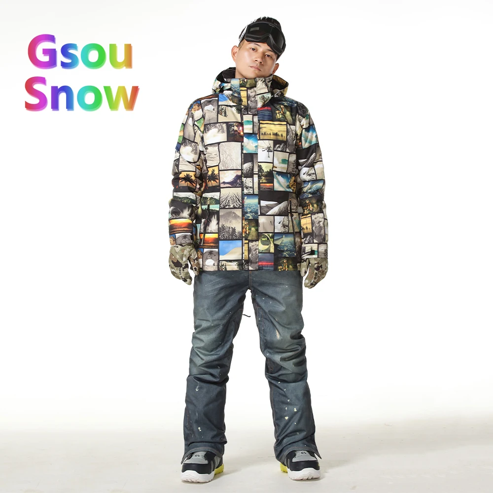 Gsou Sonw Outdoor Sports Winter Men's Skiing Clothing Snowboarding Sets Warmer Ski Jackets Waterproof Ski Pants Suits