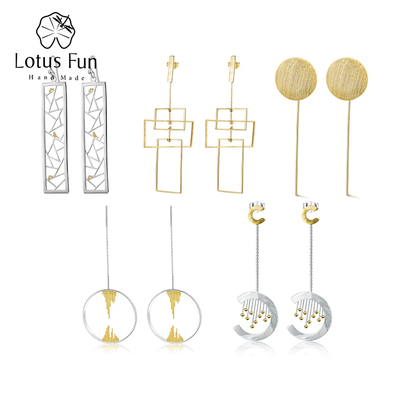 

Lotus Fun Real 925 Sterling Silver Natural Creative Designer Fine Jewelry Minimalism Style Weekly Earrings for Women