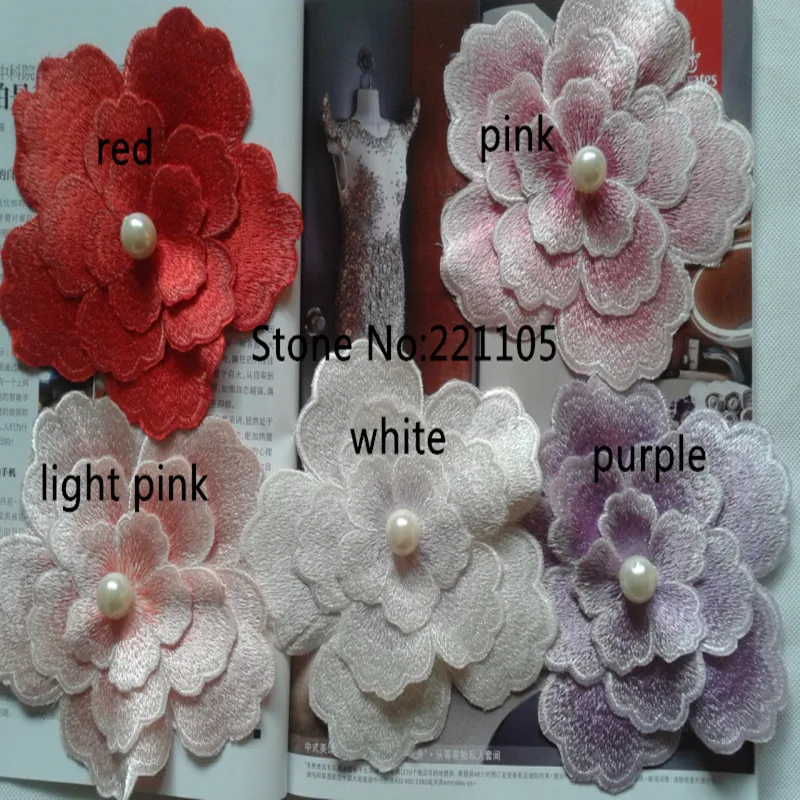 

New Pure Handmade 3D Flower Embroidered Fabric African Lace Guipure Cord Ribbon Sew Wedding Dress Clothes Accessories White Red
