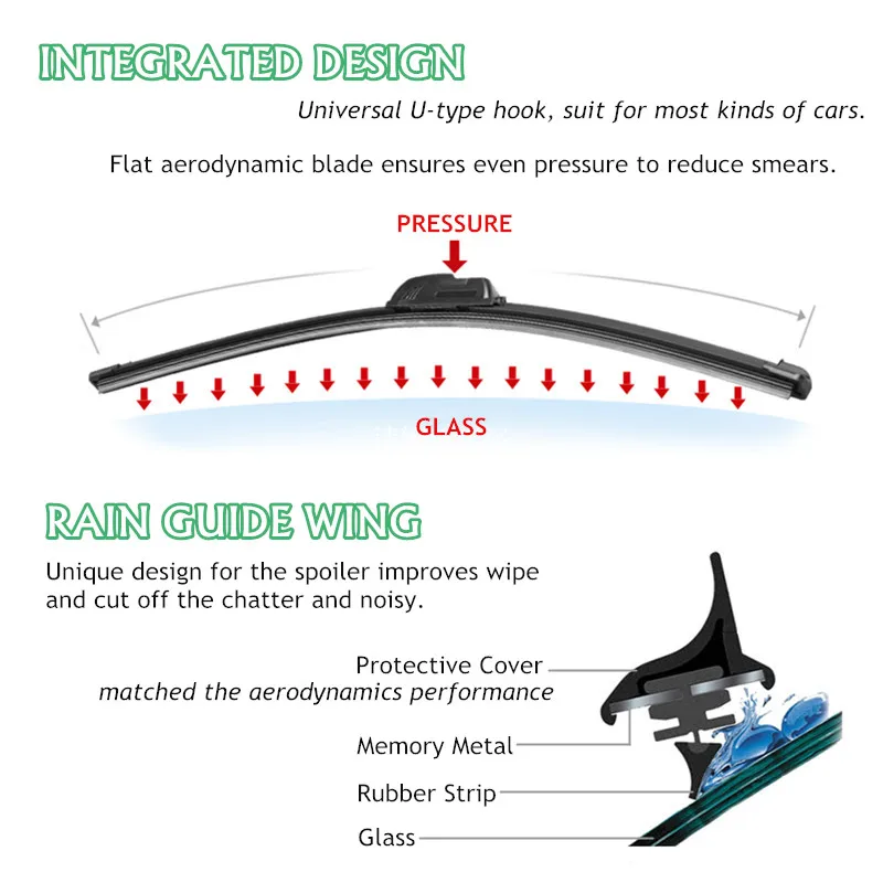 Autoleader универсальная u-образная Автомобильная Щетка стеклоочистителя, автомобильные передние щетки стеклоочистителя 1" 16" 1" 18" 1" 20" 2" 22" 2" 26" стеклоочиститель