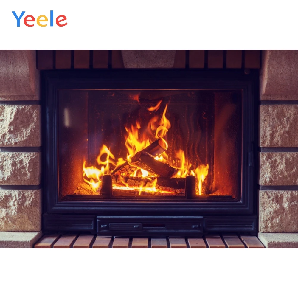 

Yeele Brick Wall Fireplace Fire Winter Portrait Baby Photography Background Customized Photographic Backdrops for Photo Studio