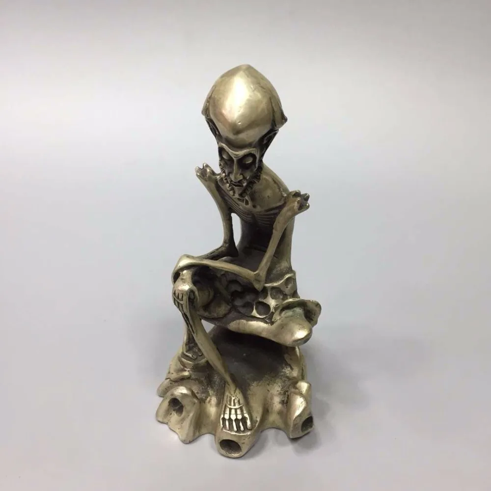 

Collection Tibet silver Skull man statue,Home/office desk decoration Skull man sculpture Metal crafts
