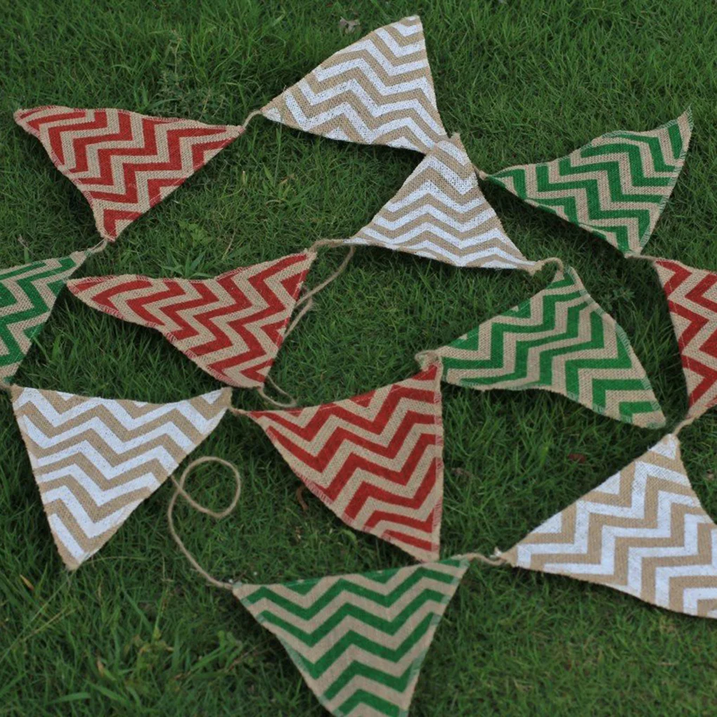 

3m 12pcs Rippled Jute Flags Banner Garland Wedding Christmas Party Decoration