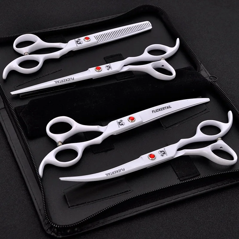 

4pcs/set Pet Scissors 7 inch Professional Pet Dog Grooming Scissors Curved Scissors Thinning Scissor Straight Shears 9 W
