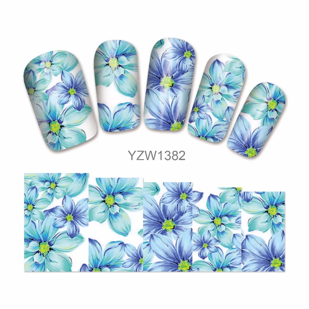 

1 Sheet Nail Art Water Transfer Sticker Chic Flower Design Watermark Decals DIY Beauty Nail Tips Decoration Wraps Tools 1382