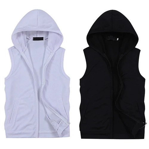 Мужской жилет на молнии без рукавов для фитнеса с капюшоном лето|veste outwear|vest vesthooded
