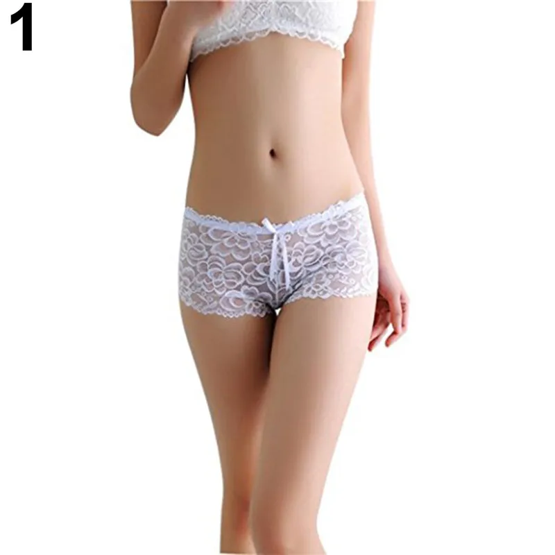 

Women Sexy Lace See Through Briefs Panties Bowknot Thongs Sleepwear
