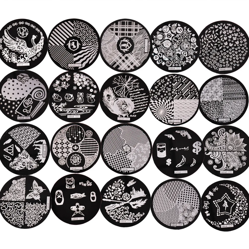 

2018 Nail Art Nail round plate printing plate transfer Stamp Template Image Plates Nail Stamp diy