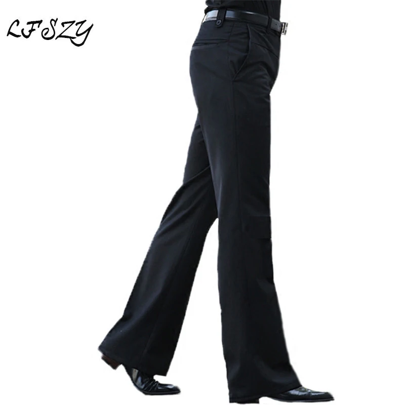 2019 New Men's Flared Trousers Formal Pants Bell Bottom Pant Dance White Suit Pants Size 28 2930 31 32 33 34 36 37